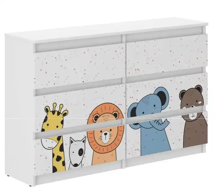 Comodă copii cu animale din poveste, 77 x 30 x 140 cm | Reducere specială
