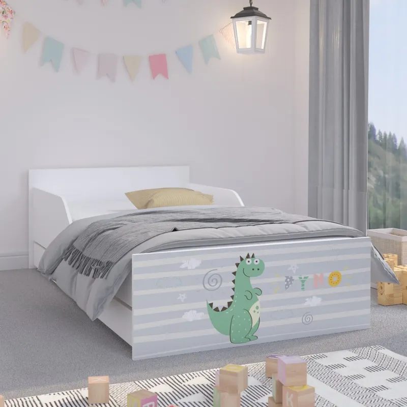 Pat pentru copii, cu motiv dragon, 180 x 90 cm - Preț avantajos