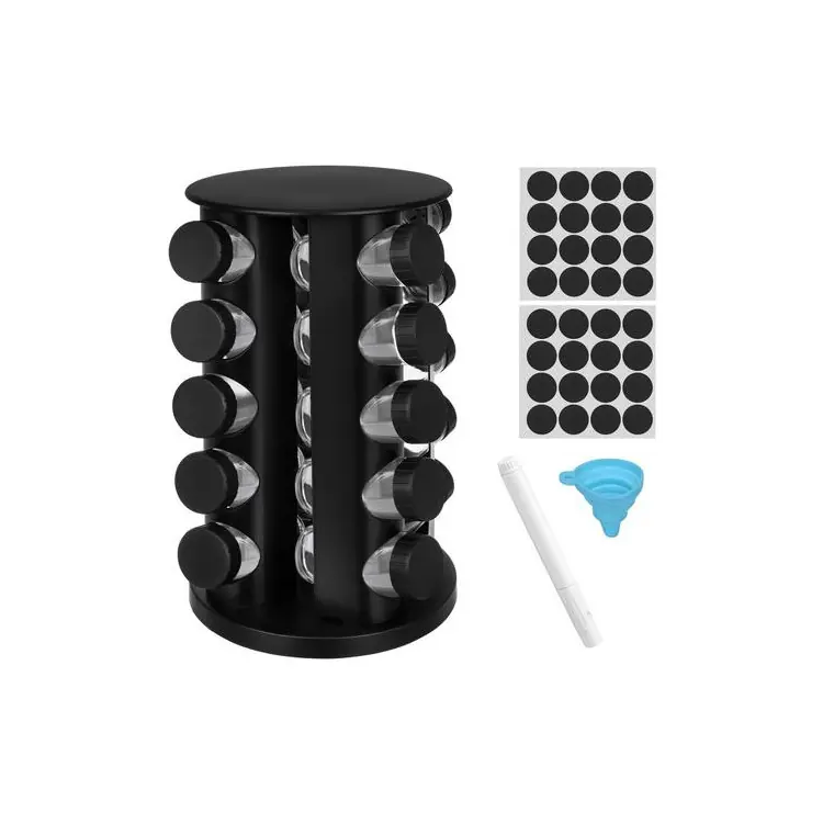 Set de 20 borcane de condimente + suport rotativ (360°) | Preț special