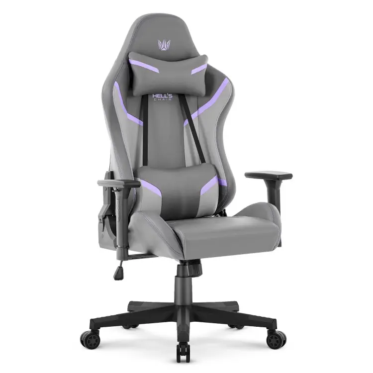 Reducere exclusivă - Scaun de gaming din piele gri-violet HELLS CHAIR HC-2002