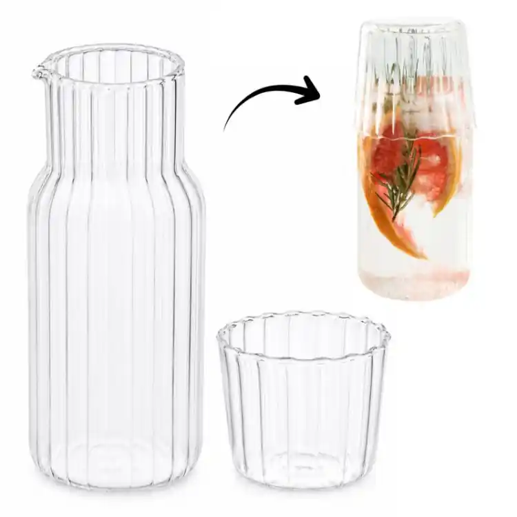 Calitate premium - Carafă ondulată 510 ml + sticlă 220 ml
