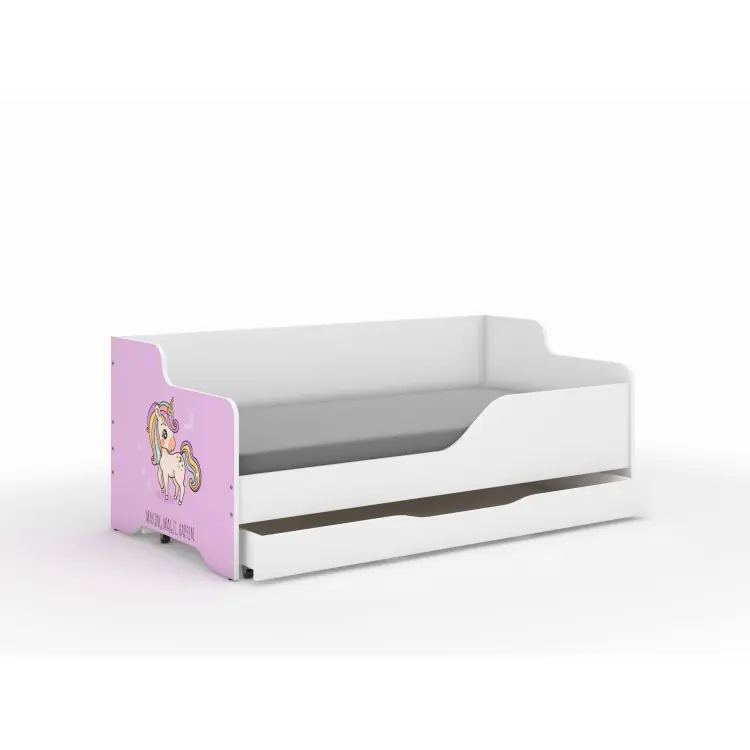 Economisește - Pat pentru copii LILU - 160x80 UNICORN ROZ