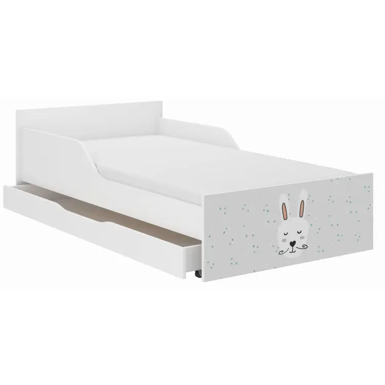 Până la epuizarea stocului - Pat pentru copii PUFF cu sertar - 160x80 ANIMALE
