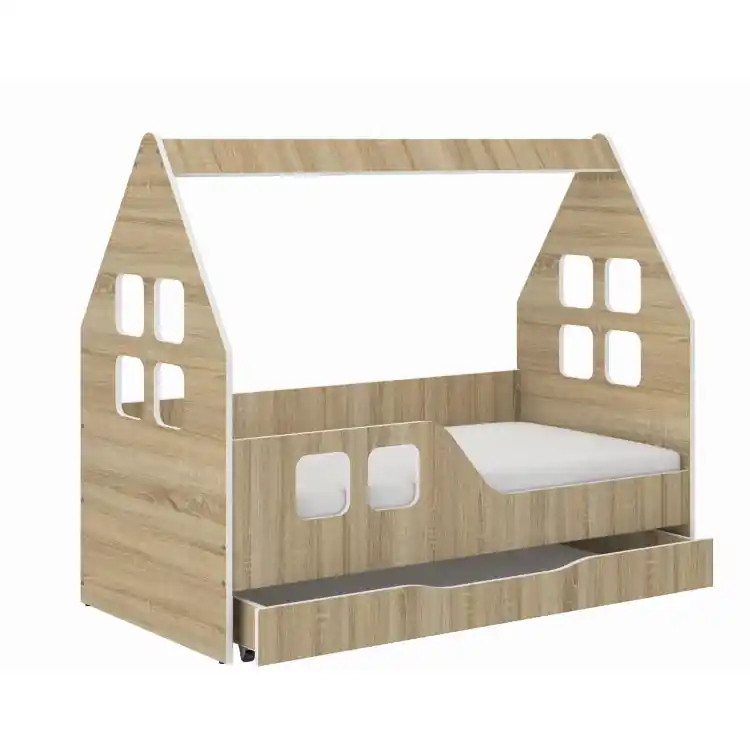 Pat pentru copii din stejar cu sertar - 140x70 L | Profită de ofertă