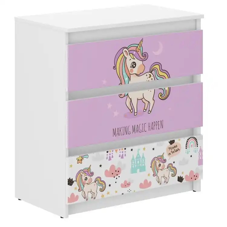 Comodă pentru copii R-3 - UNICORN ROZ | Se vinde rapid