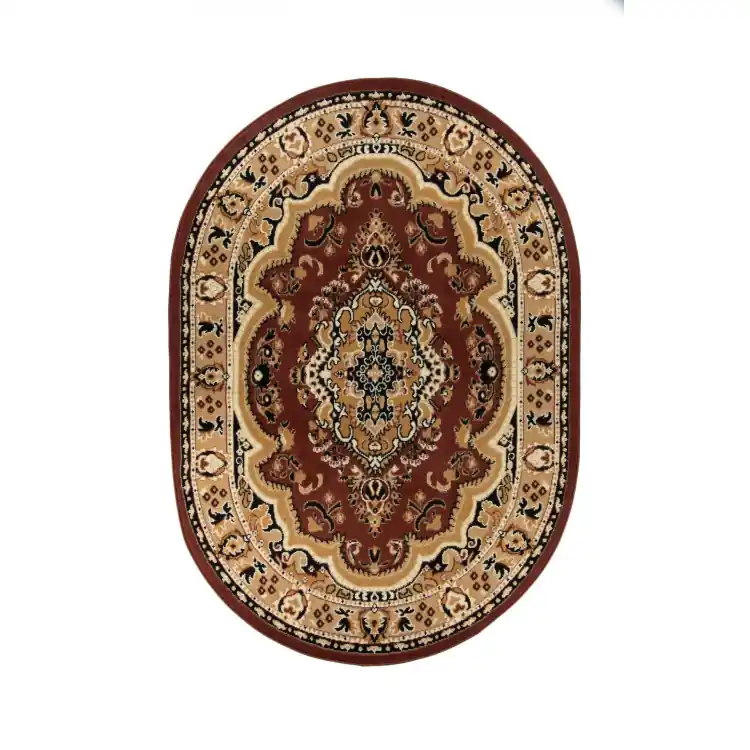 Produs nou - Covor oval maro cu model vintage