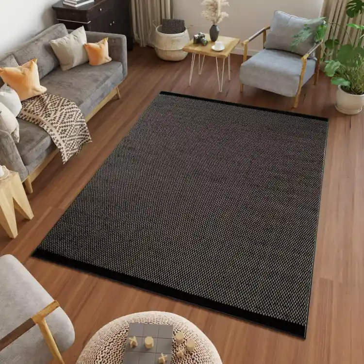 Cumpără online - Covor negru tricotat în stil boho