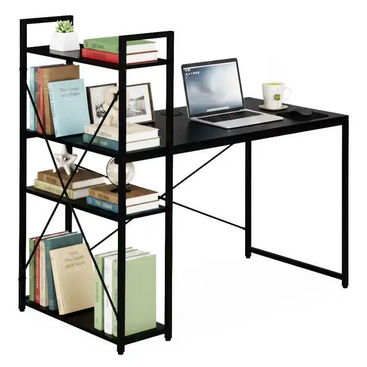 Lansare recentă - Birou de calculator negru cu raft 120x60 cm