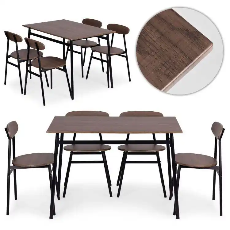 Preț special | Set masă și 4 scaune de sufragerie tip loft