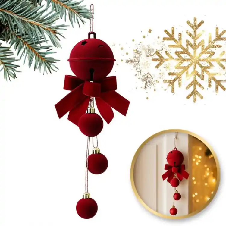 Clopoțel vișiniu cu fundă și decorațiuni - 34 cm | Stoc aproape epuizat