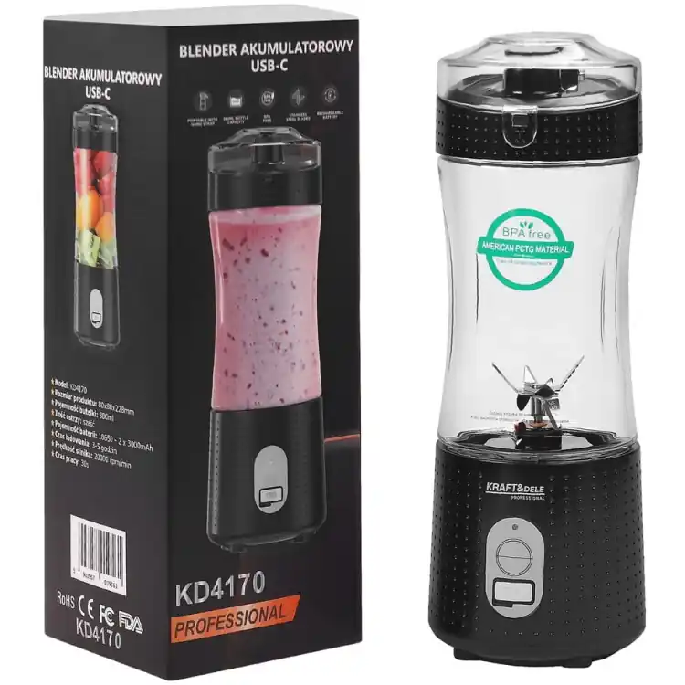 Produs de top - Blender reîncărcabil USB-C 380ml / 2x3000mAh KD4170