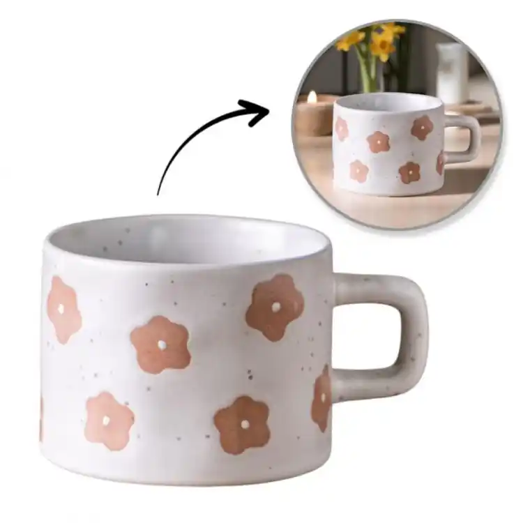 Cantități limitate | Cană ceramică cu model floral - 250 ml