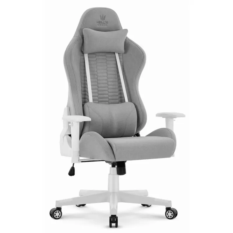 Scaun de gaming din material textil gri-alb HELLS CHAIR HC-2000 - Retur gratuit