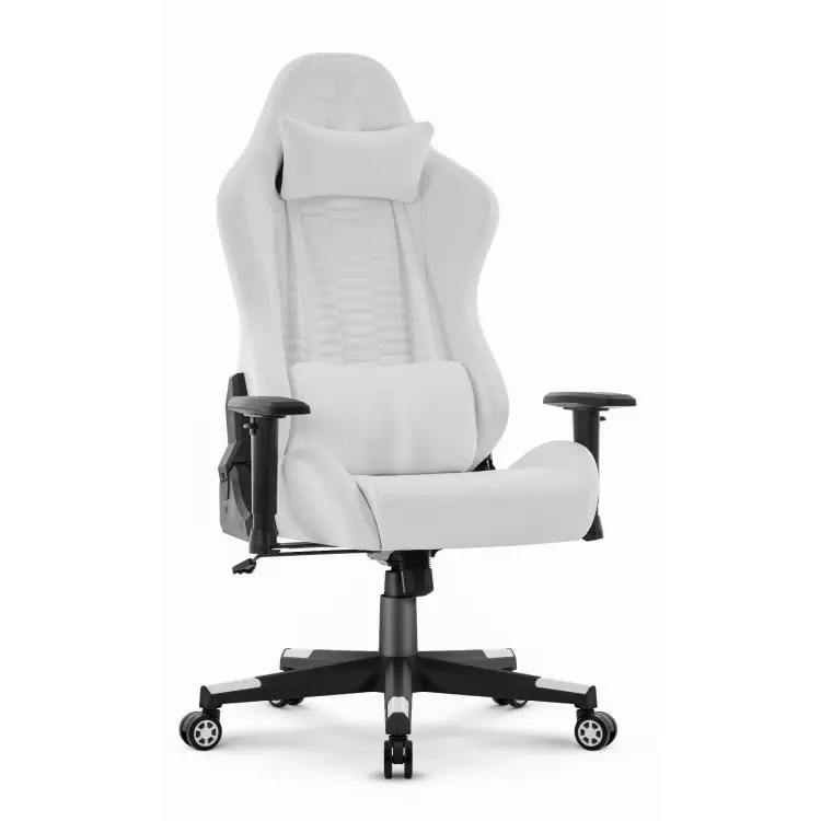 Ofertă avantajoasă | Scaun de gaming alb din piele ecologică premium HELLS CHAIR HC-2000