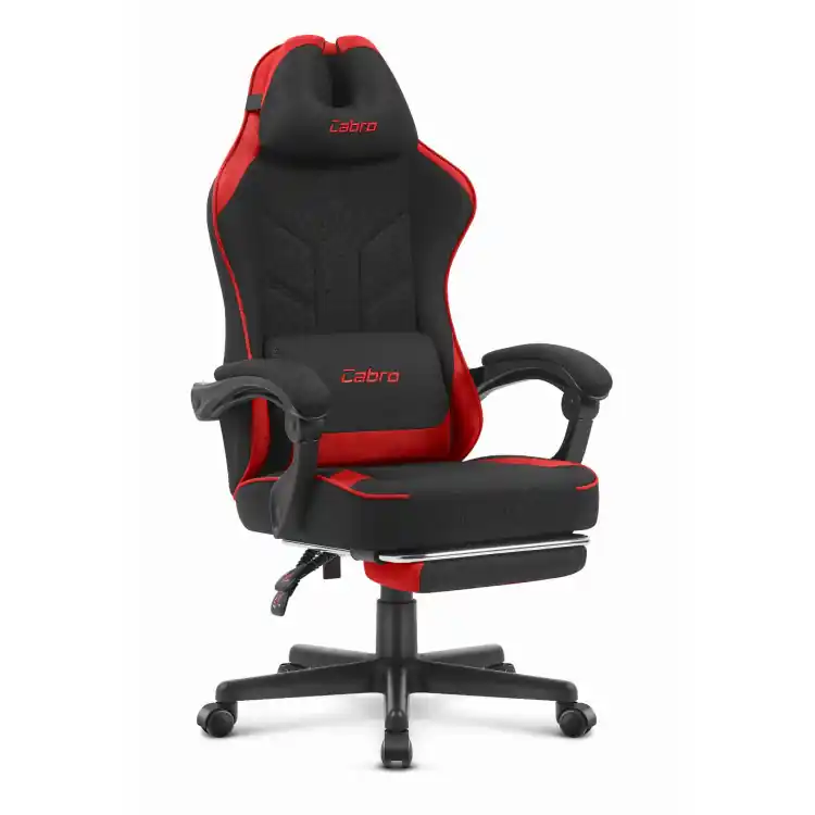 Scaun de gaming Cabro C504 din material textil negru și roșu | Economii mari