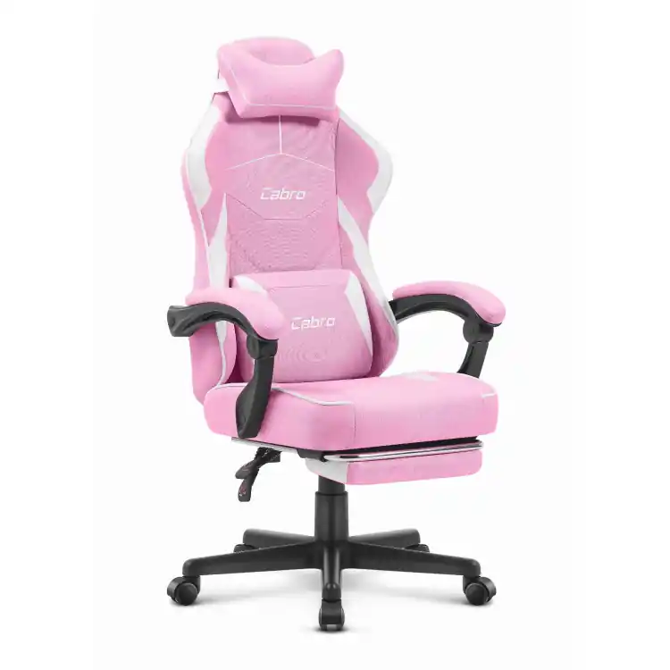 Scaun de gaming Cabro C502 din material textil roz și alb - Cumpără acum