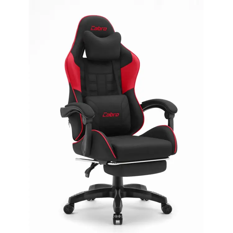 Scaun de gaming din material textil roșu și negru Cabro C501 - Ofertă specială