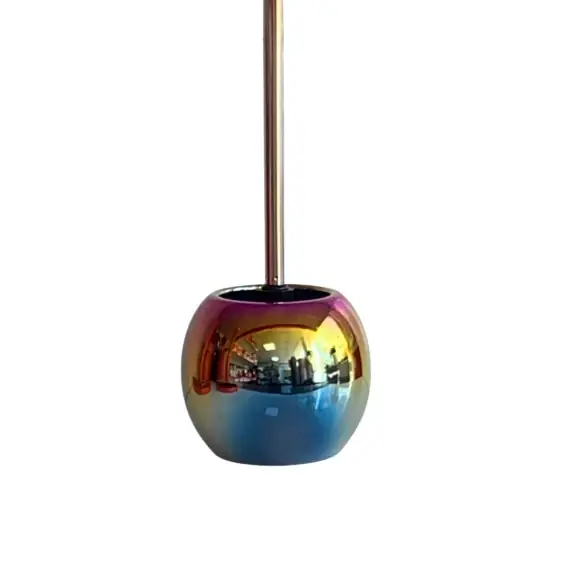 Suport si perie wc, Frandis, ceramica/inox, 15x13 cm, curcubeu multicolor - Reducere suplimentară