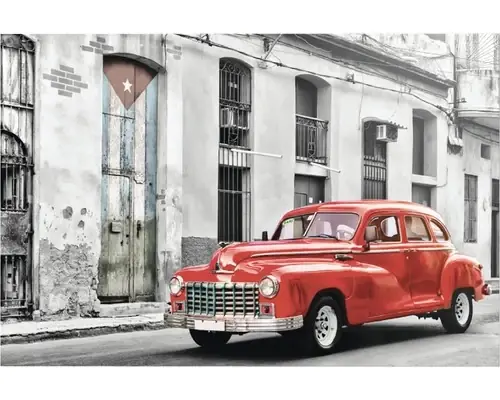 Ofertă limitată | Tablou Canvas Cuban Car - Red 60x90 Cm