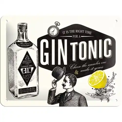 Tablou metalic - Gin tonic - 15x20 cm - Reducere exclusivă