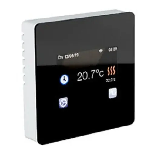 Termostat Wireless pentru incalzirea in pardoseala si ambientala, TFT, negru, touch-screen, monitorizare consum, 2 senzori, 16A, montaj in doza | Cumpără azi