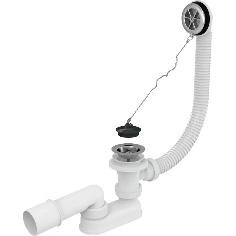 Ventil pentru cada AlcaPlast cu preaplin, cromat, A501 - Cumpără azi