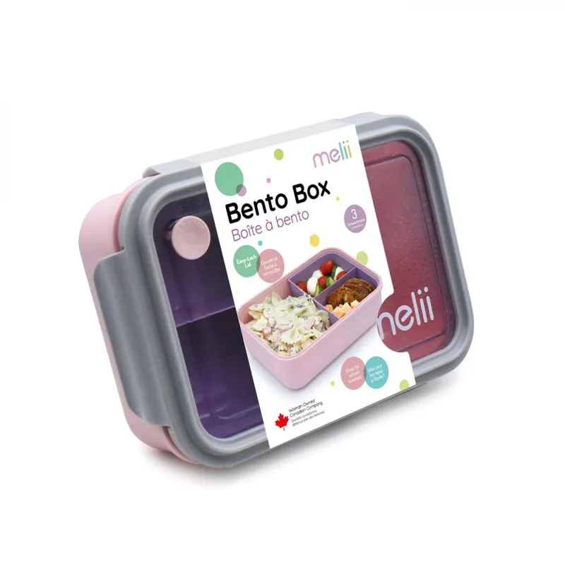 CUTIE PRANZ BENTO 1250ML CUTIE DETASABILA MELII ROZ MOV GRI - MELII - Plată securizată