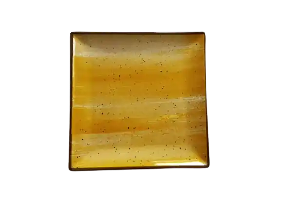 Farfurie pentru desert, Ceramica, Patrat, Galben, 18x18 cm - Ipec - Plată sigură