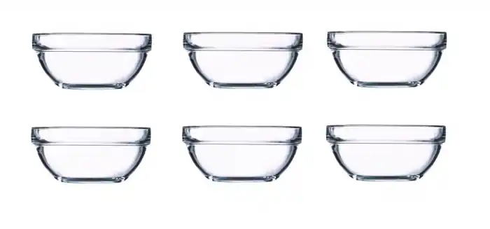 Calitate premium - Set 6 boluri pentru sosuri, Sticla, Transparent,12 cm,380 ml - OEM