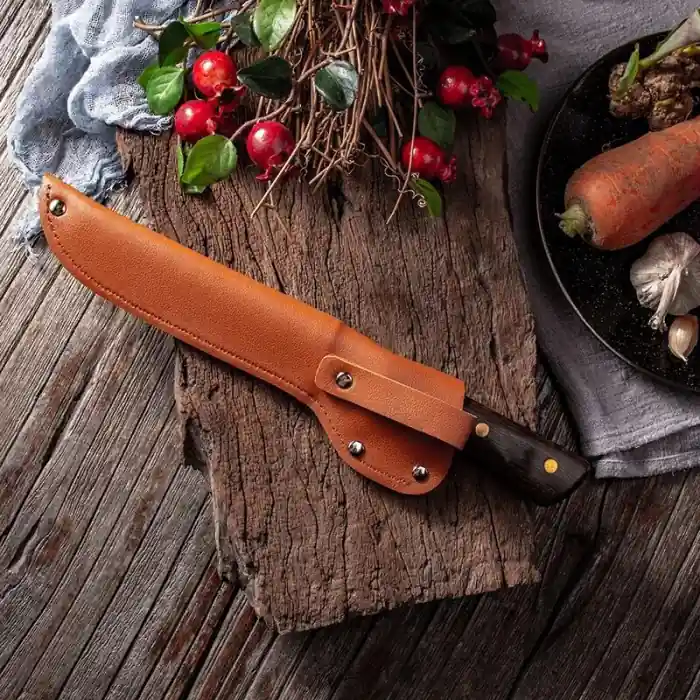 Cuțit Bucătărie, Oțel, Maner Lemn, 18 cm cu Husă - OEM | Preț outlet