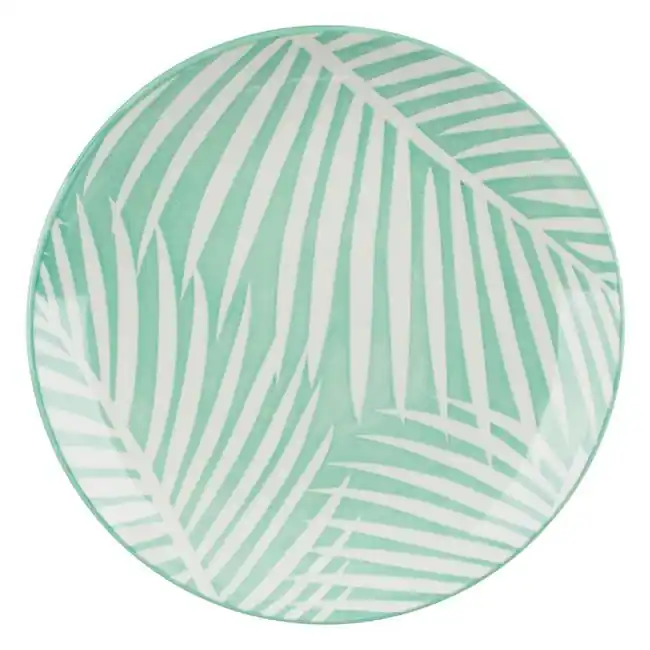 Economisește acum | Farfurie pentru aperitiv,design frunze tropicale,verde,portelan,19 cm - OEM