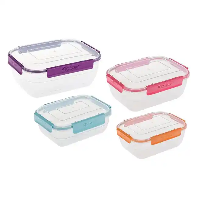 Top vânzări - Set 4 caserole cu capac,4 marimi,plastic,multicolor - OEM