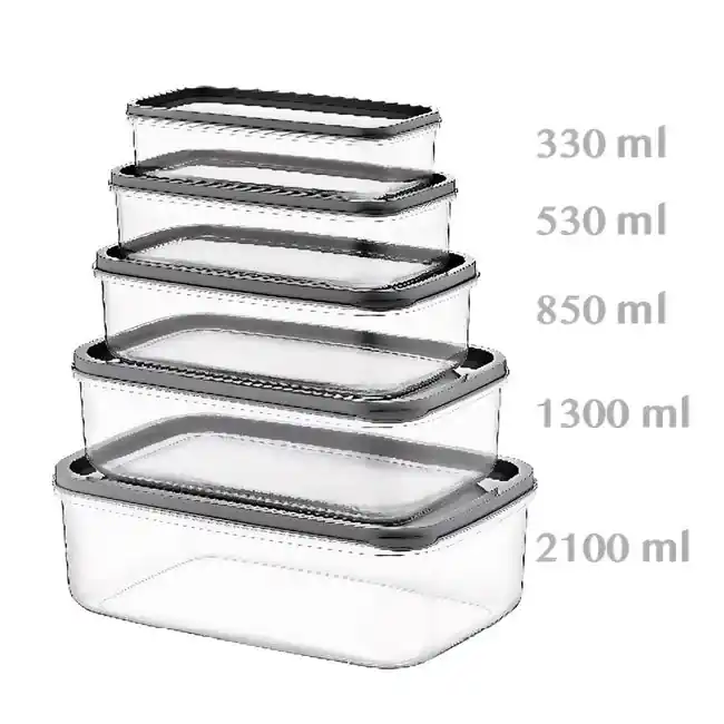 Set 5 caserole cu capac,5 marimi,plastic,multicolor - OEM | Ofertă excelentă