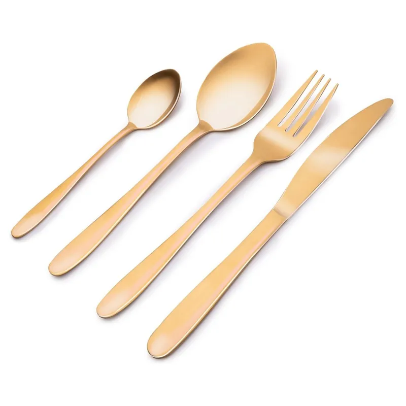 Calitate de top - Set tacamuri pentru servire,inox,auriu, 16 piese - KitchenWare