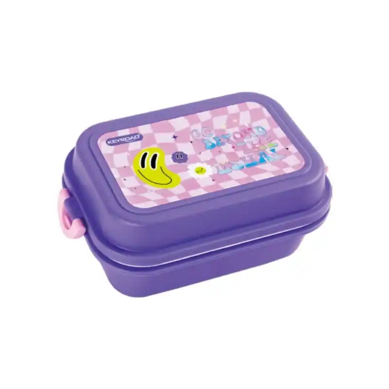 Cutie pentru alimente Keyroad Lunch Box copii, mov, model smile - Keyroad | Noutate