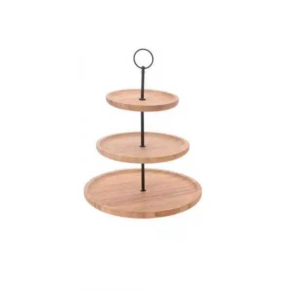 Suport servire din bambus, 3 nivele, 28x34 cm - OEM | Comandă acum