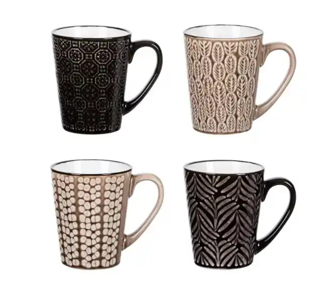 Nu rata oferta - Set 4 cani pentru cafea, Ceramica, 350ml - OEM