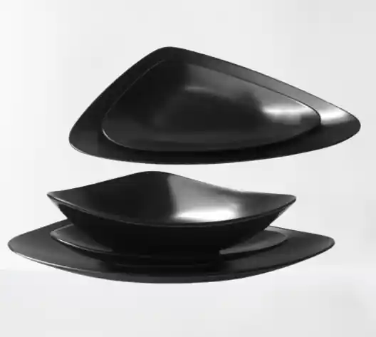 Nu rata - Set 3 farfurii rectangulare pentru servire, Ceramica, Negru - Ipec