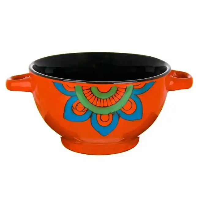 Preț excelent - Bol pentru supa cu manere,Ceramica,Portocaliu,650 ml - OEM