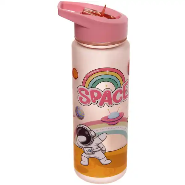 Disponibil acum | Bidon de apa pentru copii, model astronaut, roz,plastic, 700 ml - AMACS