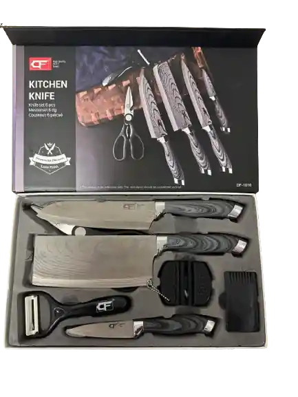 Profită acum | Set 3 cutite si accesorii pentru bucatarie, 6 bucati/set - KitchenWare
