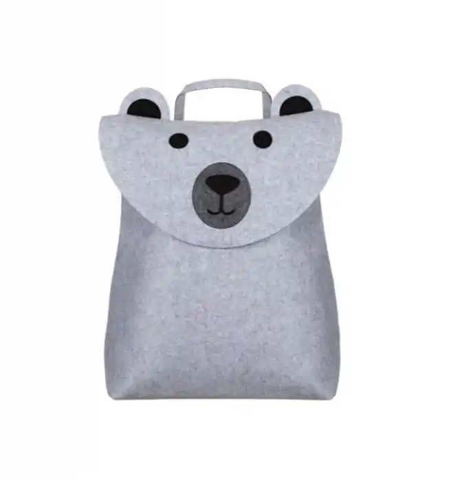 Ofertă specială | Cos depozitare pentru copii, Design Ursulet, Fetru,Gri, 43x25x53cm - OEM