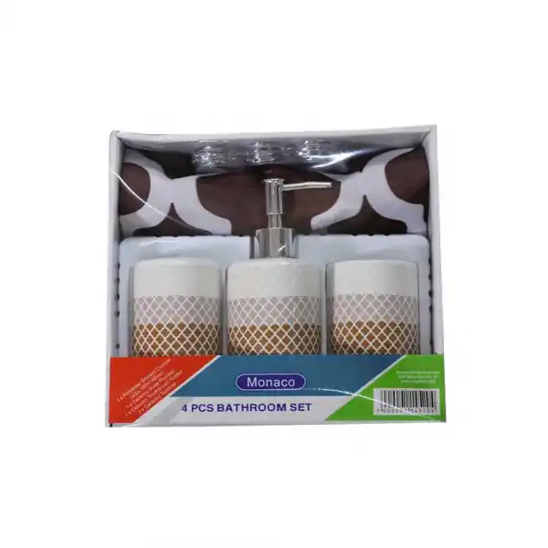 Produs nou lansat - Set de baie Monaco, 4 bucati, Maro - OEM