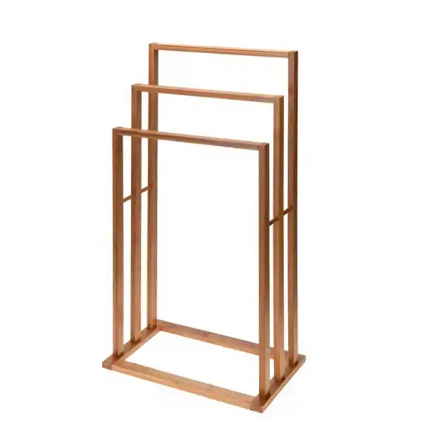 Suport pentru prosoape din Bambus, 40x25x82 cm, Natur, 3 brate, AMA - OEM | Promoție specială