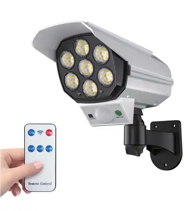 Proiector solar cu LED montare pe perete cu telecomanda si senzor de miscare, 18x18x20 cm - OEM - Ofertă excelentă