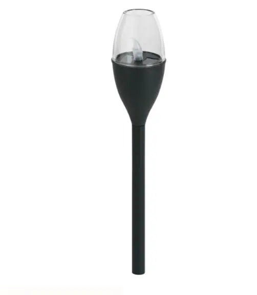 Lampa Led solara, Plastic,Efect de flacara, Negru, 28 cm - OEM - Retur simplu