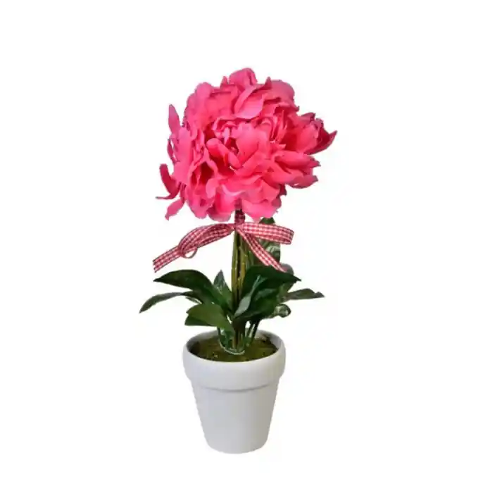 Bujor roz decorativ artificial in ghiveci ,Plastic, 30 cm - OEM | Se vinde rapid