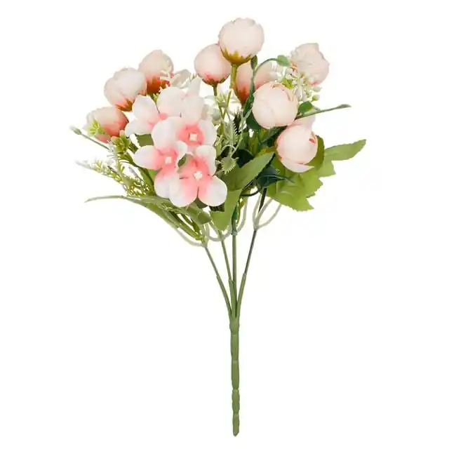 Economii suplimentare | Buchet decorativ artificial cu flori roz,plastic,30 cm - OEM