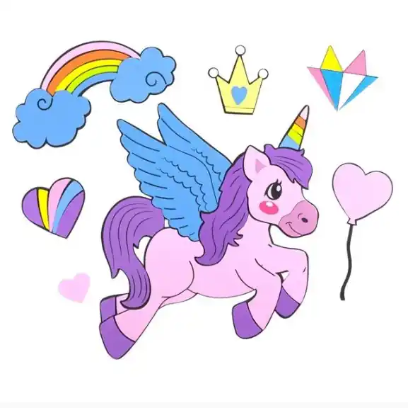 Decoratiuni pentru perete, model cu Unicorn si curcubeu - OEM - Produs popular