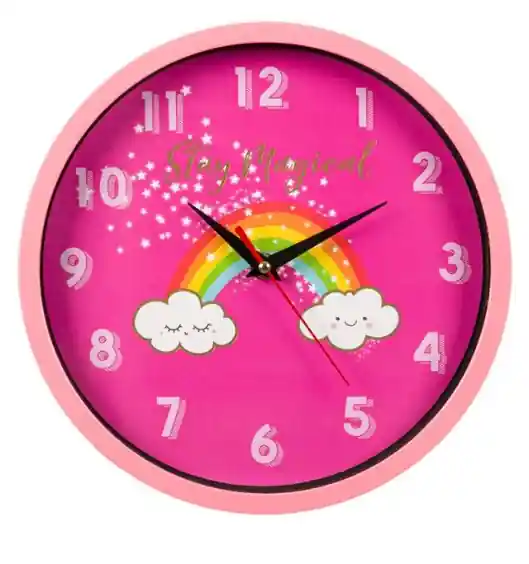 Preț atractiv | Ceas de perete pentru camera copilului, Design Curcubeu,Multicolor, 25 cm - OEM